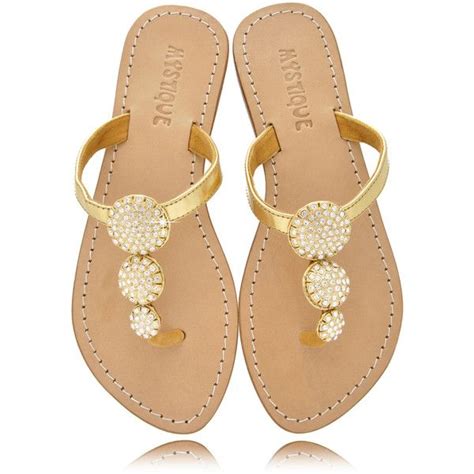 Mystique Gold Crystal Discs Sandals Found On Polyvore Bling Shoes Gold Strappy Sandals