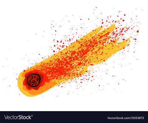 Flame Meteorite Meteor Rain Fall On Planet Vector Image