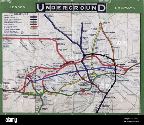 London Underground Map From 1908 Stock Photo Alamy