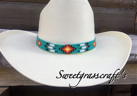 Beaded Turquoise Cowboy Hat Band Native American Beaded Etsy