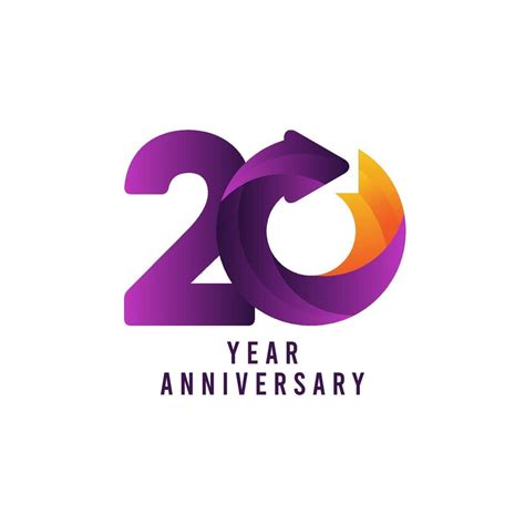 20 Years Anniversary Gradient Purple Vector Template Design