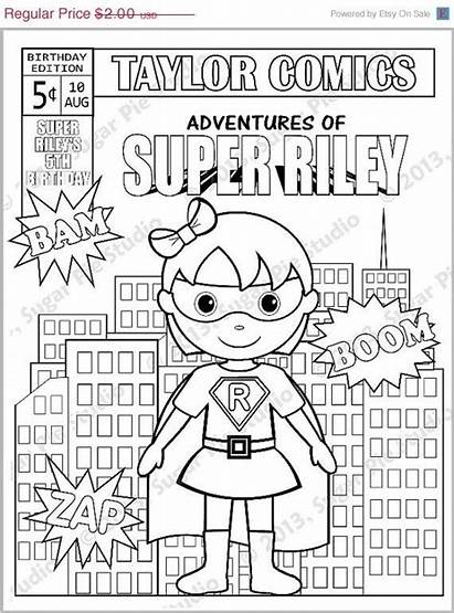 Superhero Comic Coloring Pdf Birthday Personalized Printable