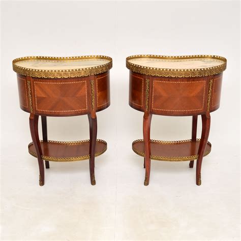 Pair Of Antique French Marble Top Kidney Side Tables Marylebone Antiques