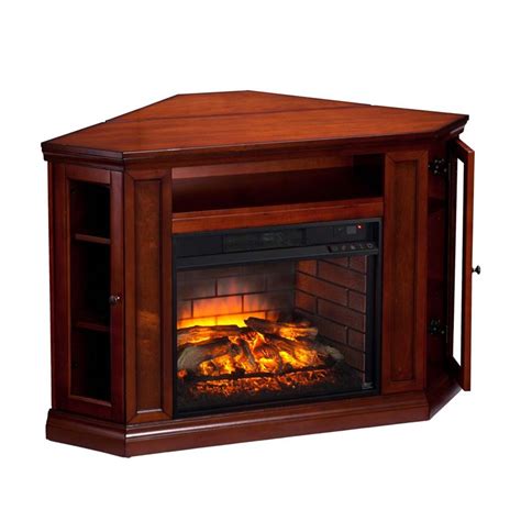 Southern Enterprises Claremont Corner Fireplace Tv Stand In Mahogany