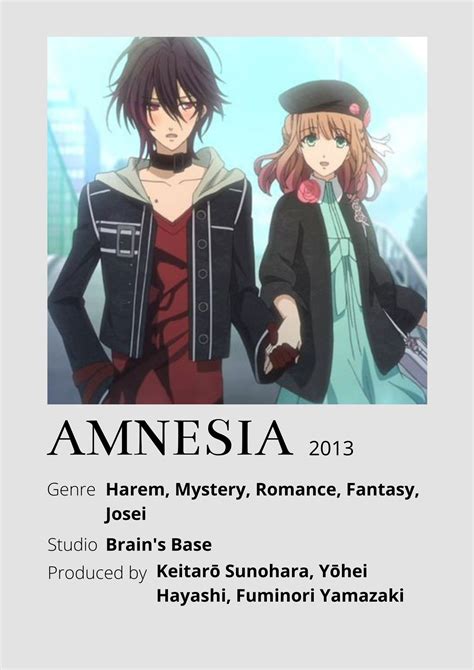 Amnesia Anime Minimalist Poster 😊 Information Taken From Myanimelist