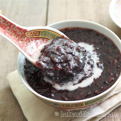 Milk is usually added, and tuyo malay and indonesian traditions. Bee Koh Moy / Bubur Pulut Hitam (Black Glutinous Rice ...