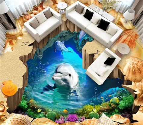 Buy Photo Wall Mural Custom Beach Cave Dolphins 3d