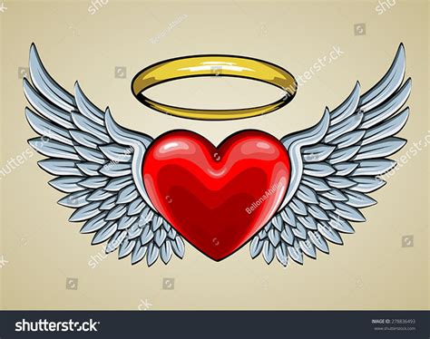 Red Heart Angel Wings Halo Stock Vector Royalty Free 278836493