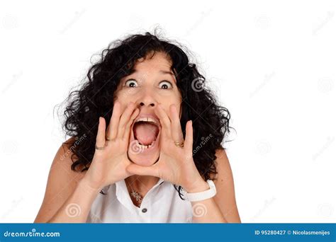 Woman Shouting And Screaming Stock Image Image Of Background Model 95280427
