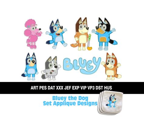 Bluey The Dog Set Applique Designs Applique Designs Applique