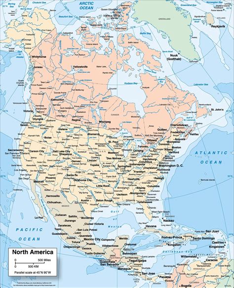 North America Reference Wall Map
