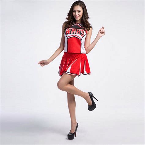 Women Cheerleader Costume Cheer Girls Uniform Tops With Skirt High