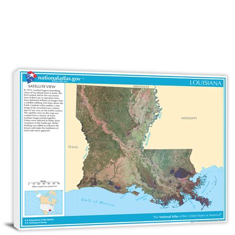 Louisiana National Atlas Satellite View 2022 Canvas Wrap
