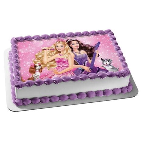Barbie Princess And The Popstar Edible Frosting Cake Image Cake Topper Walmart