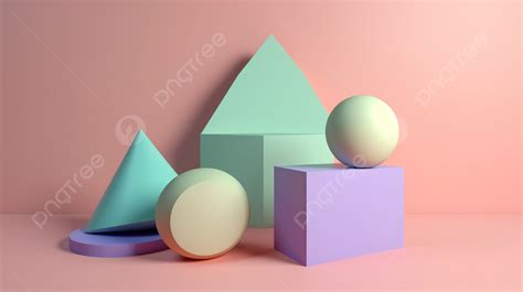 Pastel Geometric Shapes And Eggshaped Shape Animated In 3d Using
