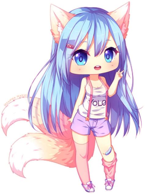 An Anime Girl With Blue Hair And Cat Ears