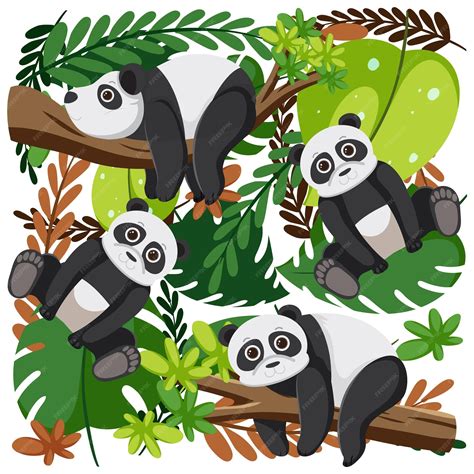Premium Vector Cute Pandas Seamless Pattern