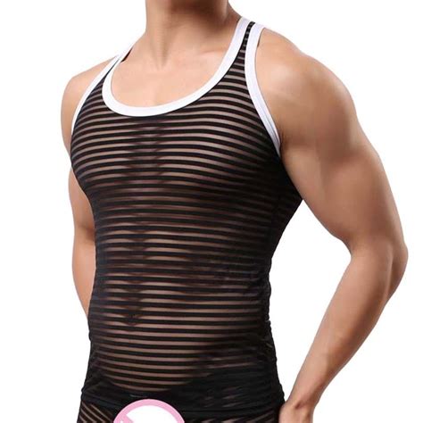 Men Tank Top Striped Breathable Running Vest Fitness Sleeveless