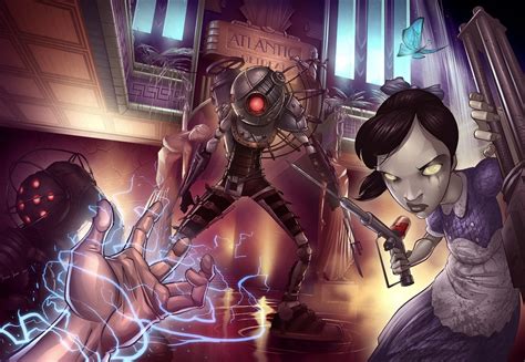 Rapture Bioshock Big Daddy Big Sister Little Sister Hd Wallpaper Rare Gallery