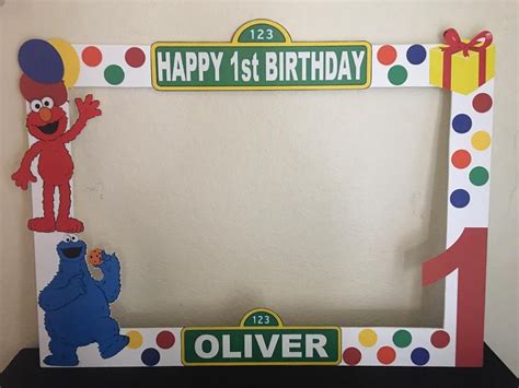 Sesame Street Photo Booth Prop Frame Wooden Sesame Street Party