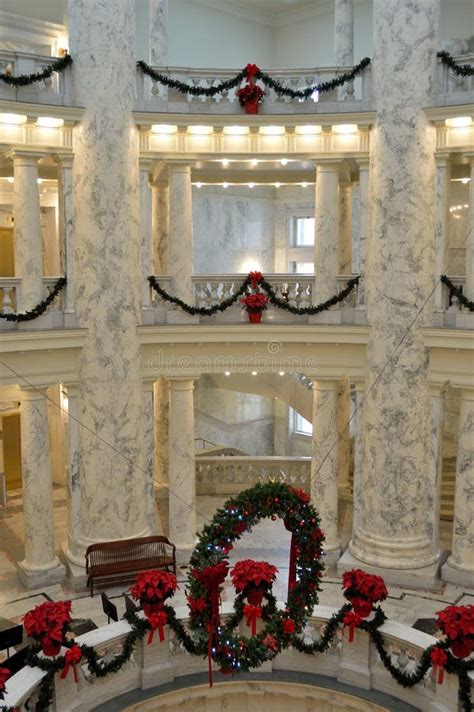 Idaho State Capitol Building Rotunda Three Floors Holiday Decorations