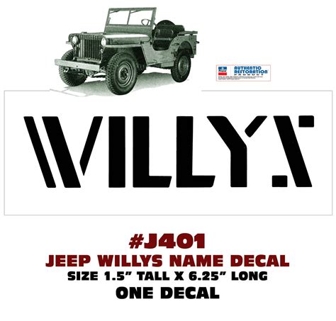 Qj J401 Jeep Willys Willys Name Logo Licensed One Decal Ebay