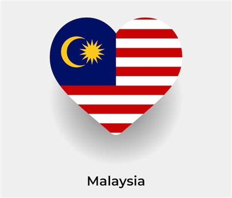 Malasia bandera corazón forma icono vector ilustración Vector Premium