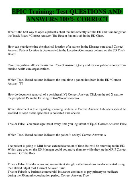 Epic Training Quizlet