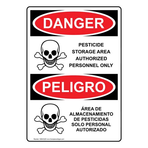 Osha Danger Pesticide Storage Area Bilingual Sign Odb Pesticide