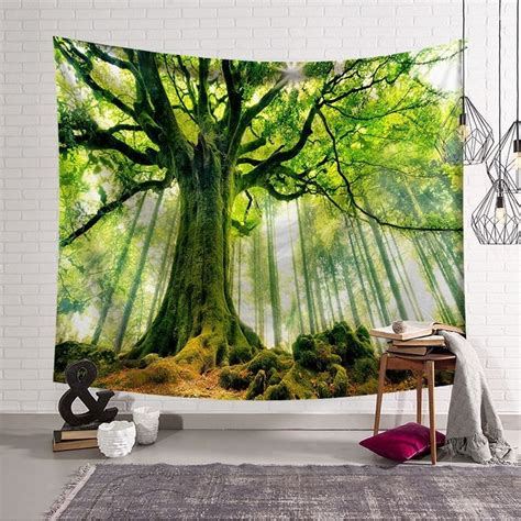 Tree Wall Hanging Forest Tapestry Fantasy Forest Wall Tapestry Etsy