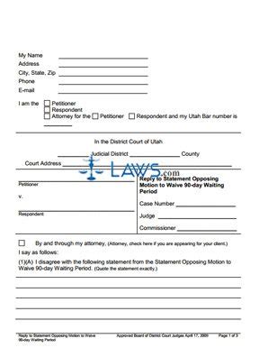 Using email templates to train your customer support team can help build alignment among your service reps and build a unified front that genuinely represents the value of your brand. Form Reply to Statement Opposing Motion to Waive 90-day Waiting Period | Legal Forms