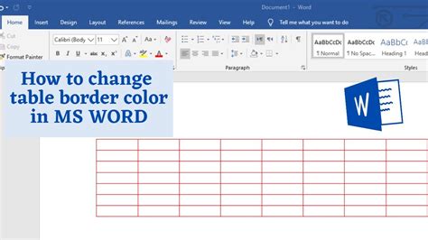 How To Change Table Border Color In Ms Word Ms Word Table Border