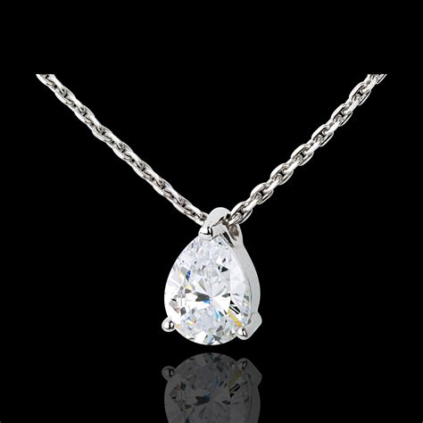 Teardrop Diamond Necklace White Gold 125 Carat Edenly Jewellery