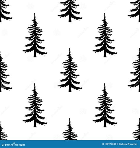 Pine Tree Pattern Simple Illustration Of Pine Tree Vector Pattern For