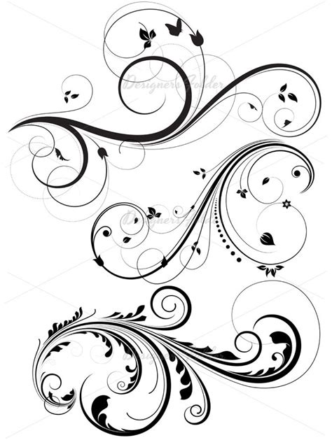 Floral And Swirls Vectors Swirl Tattoo Stencil Patterns Swirls