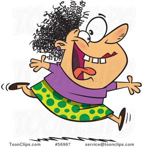 Cartoon Crazy Lady Running And Leaping On Insanity Day 56967 By Ron