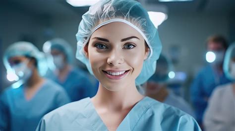 Premium Ai Image Smiling Surgeon Woman Portrait In Surgical Operating