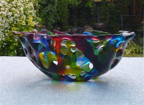 Fused Glass Bowl Quirky Colourful Fused Glass Bowl Glass Etsy Fused Glass Bowl Colorful