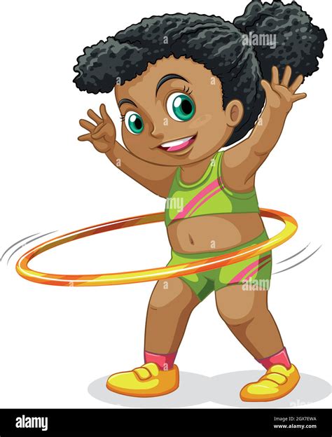 happy girl playing hula hoop stock vector image and art alamy
