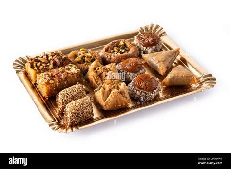 Assortment Of Ramadan Dessert Baklava Isolated On White Background