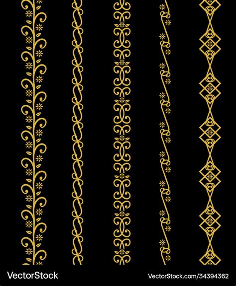 Gold Floral Flourish Embellishments And Borders Vector Image