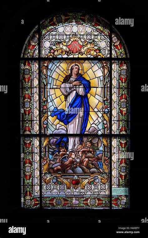 Virgin Mary Stained Glass Window In The Parish Church Of The