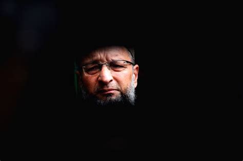 Aimim Chief And Mp Asaduddin Owaisi Stands Next To The Damaged Window