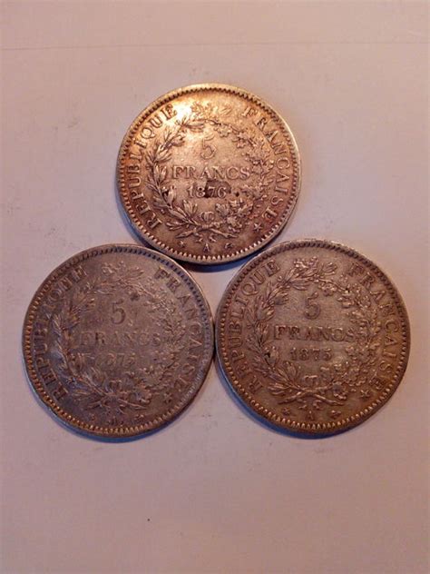 France 5 Francs 18751876 Hercules 3 Coins Silver Catawiki