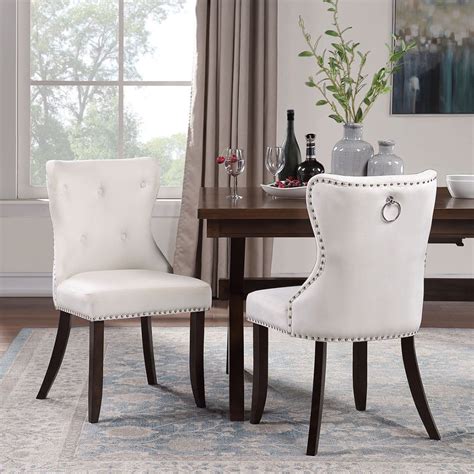 Veryke Elegant Medieval Upholstered Dining Chairs Set Of 2 Tufted High