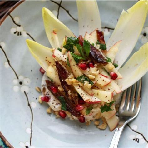 Apple And Endive Salad With Dates Pomegranate Sumac And Honey Walnut