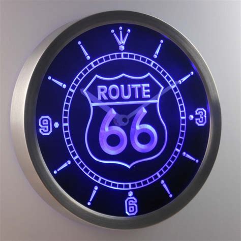Route 66 Neon Sign Led Wall Clock Colour Blue Catawiki