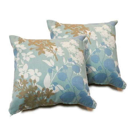 Light Blue Floral Outdoor Throw Pillows Set Of 2