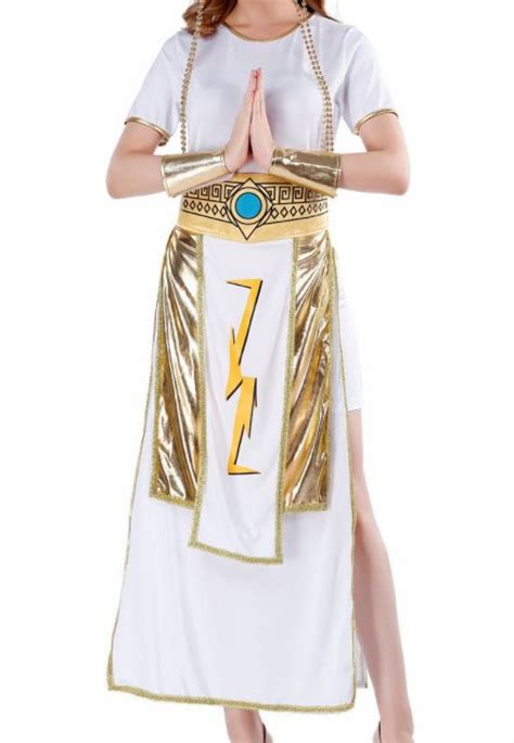 Traditional Egypt Priestess Costume Ancient Egypt Queen White Dress For