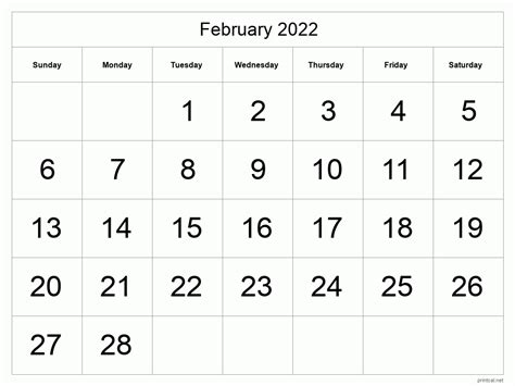 Printable February 2022 Calendar Free Printable Calendars